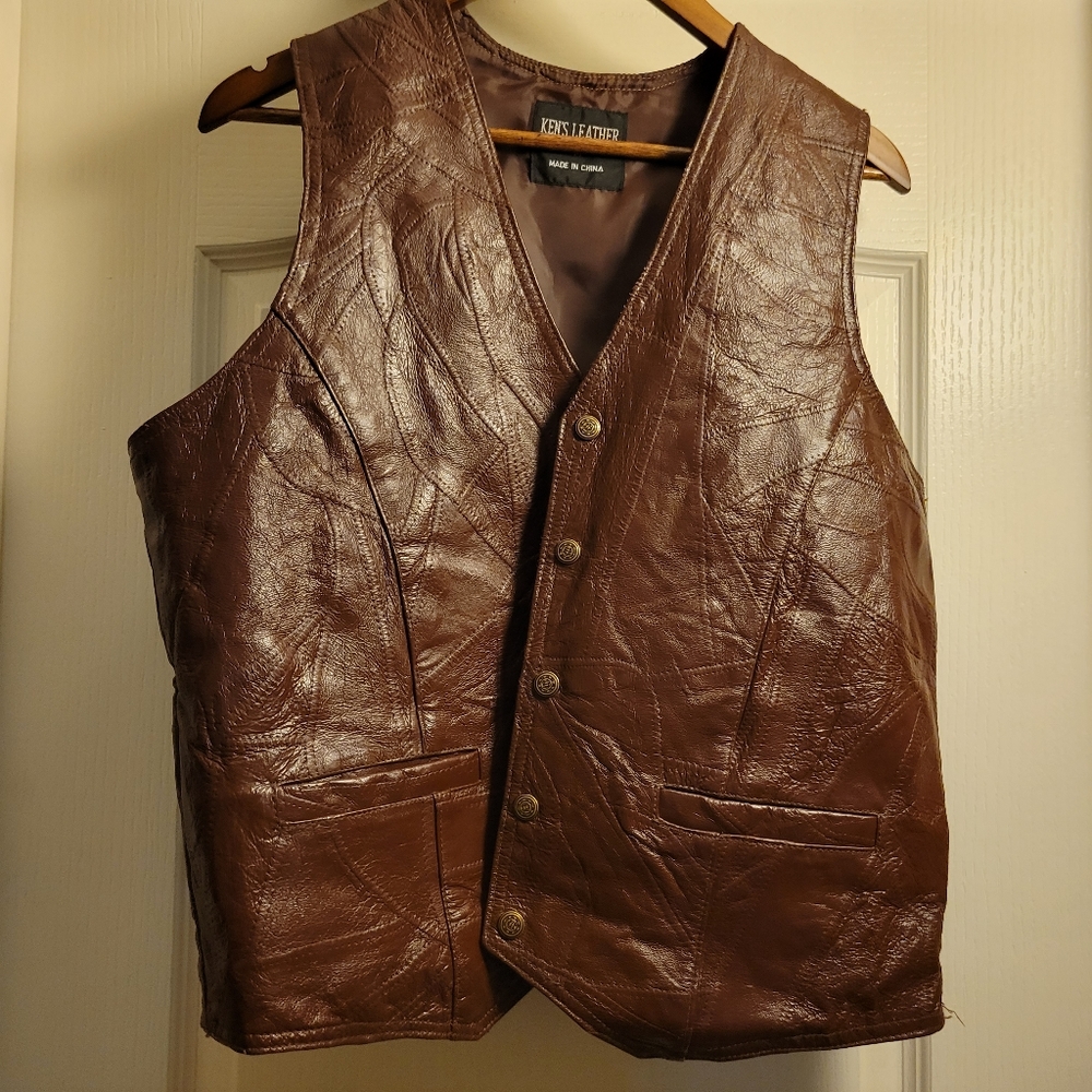 Ken's leather snap up vest